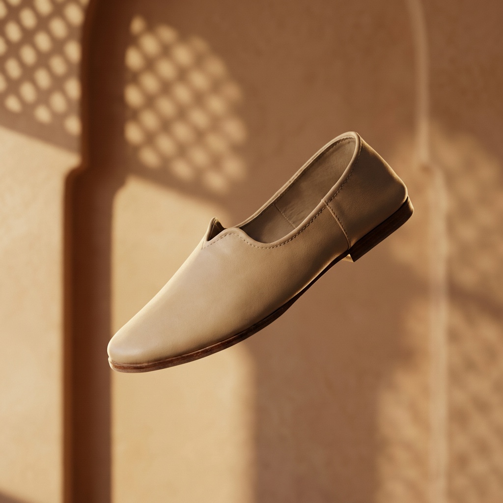 Battuta loafer, floating against a sunlit wall